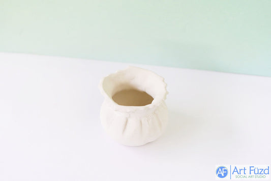 Small Battenburg Lace Candle Holder or Vase ~ 3 in. dia. x 2.25 in. high