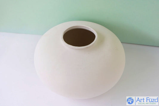 Large Plain Squatted Round Vase ~ 9.75 in. dia. x 6 in. high