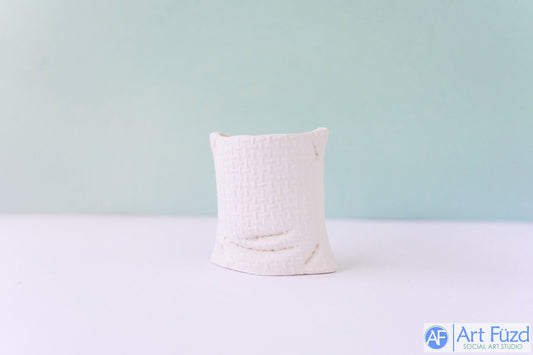 Miniature Burlap Pouch Vase or Container ~ 2.25 x 1.25 x 2