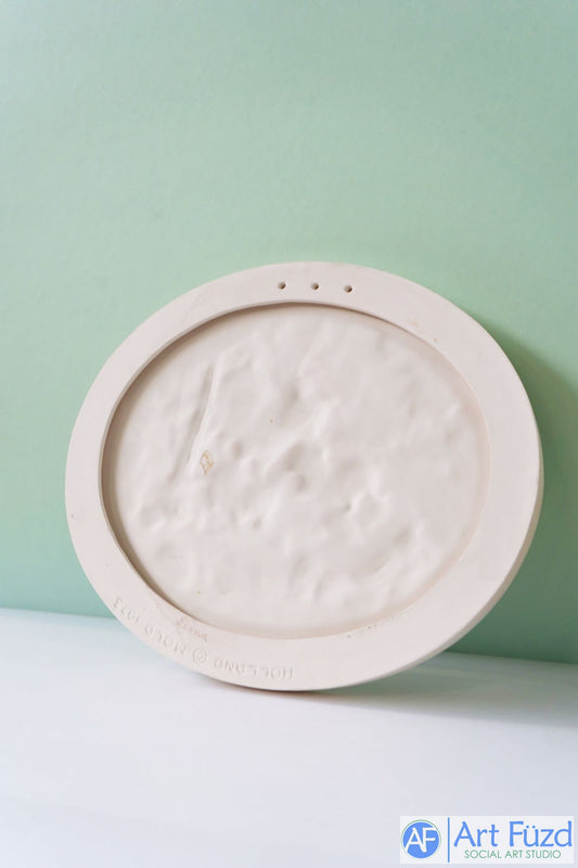 Large Oval Wall Plaque with Foxes or Raccoons in Forest ~ 11.5 x 9.75 x 1