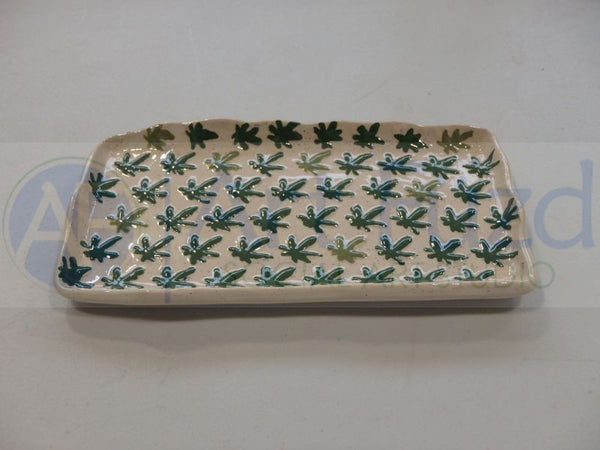 Rectangular Embossed Cannabis Leaf Tray ~ 8 x 4