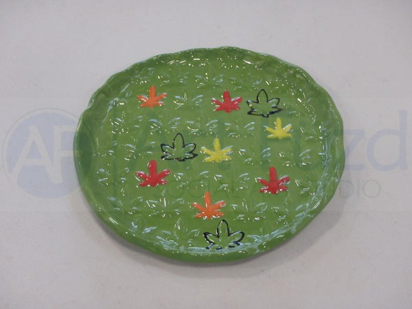 Round Embossed Cannabis Leaf Dish ~ 6 in. dia. x 1.5 in. high