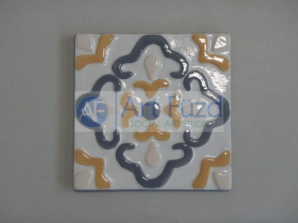 Catalina Coaster or Decorative Tile in Angular Flower Design ~ 3.5 x 3.5 x 0.25