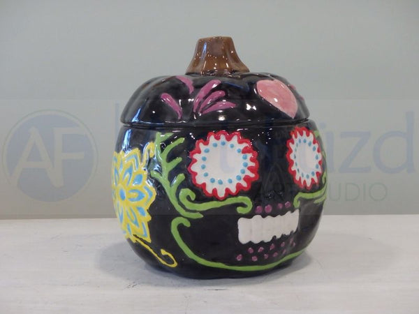 Floral Day of the Dead Pumpkin Box ~ 4.25 x 5.75
