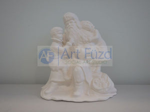 Medium Vintage Santa with Boy Sitting on His Lap and Girl Cuddling Him on His Left Side
