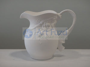 Large Elegant Rose Water Pitcher with Rope Detail ~ 10.5 x 6 x 9