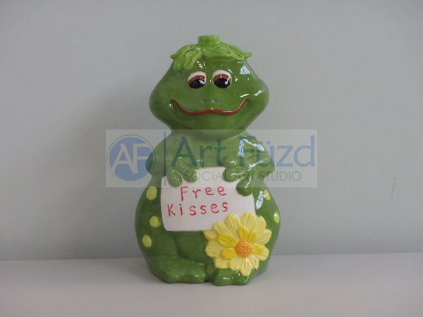 Large Cute Frog with Garden Sign and Large Flower Figurine ~ 6 x 3.75 x 9