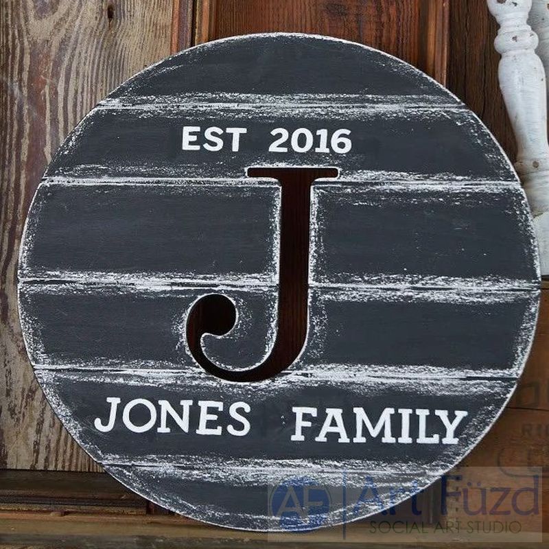 Personalized Grooved Cut-Out Circle Monogram - 18.5 x 18.5 – Art Füzd