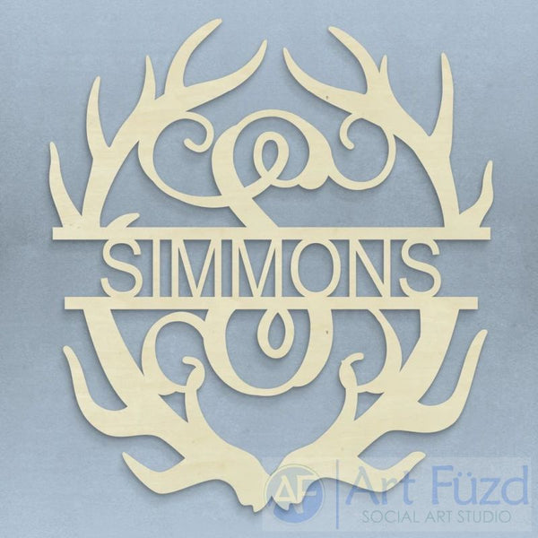 Personalized Antler Monogram with Name - 18 x 20