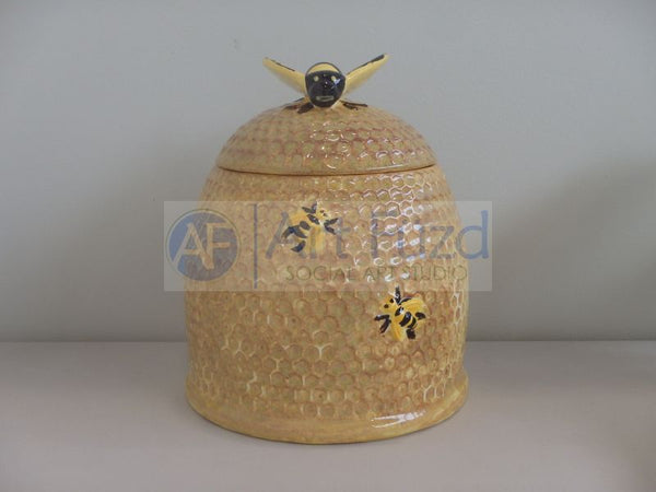 Bee Hive Cookie Jar with Lid ~ 8.25 in. dia. x 9 in. high
