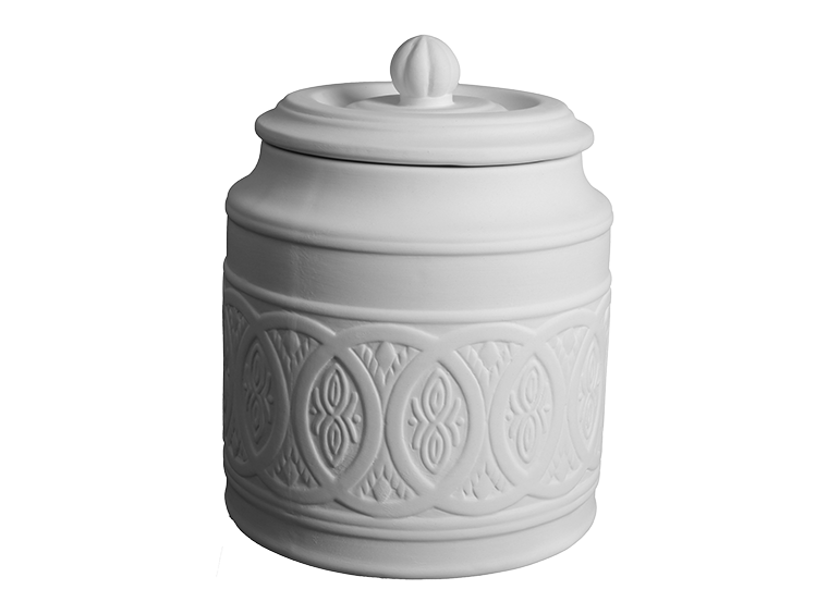 Medium Ornate Design Canister with Lid ~ 5 in. dia. x 7.5 in. high