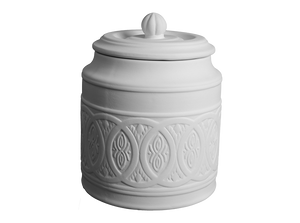 Medium Ornate Design Canister with Lid ~ 5 in. dia. x 7.5 in. high