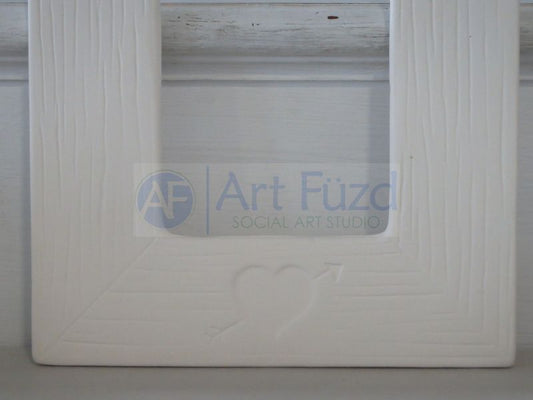 Wood Grain Carved Heart Photograph Frame (fits 4 x 6 photo), inc. Glass and Backing ~ 7.5 x 9.5