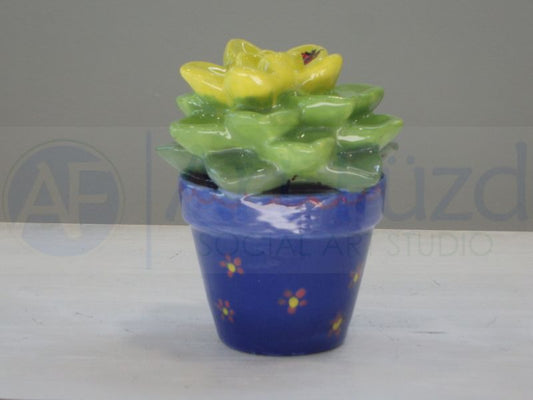 Sweet Flower Succulent in Flower Pot Figurine ~ 5.25 x 5.25 x 4.5