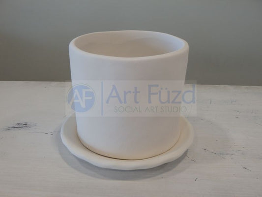 Small Organic Cylinder Planter with Drip Plate ~ 4.75 x 3.75