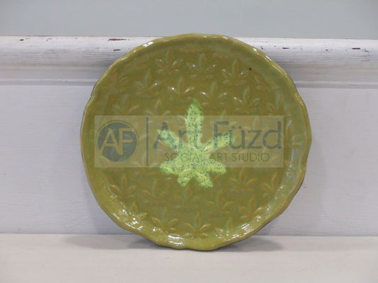 Round Embossed Cannabis Leaf Dish ~ 6 in. dia. x 1.5 in. high
