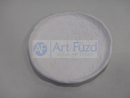 Round Embossed Cannabis Leaf Dish ~ 6 in. dia. x 1.5 in. high