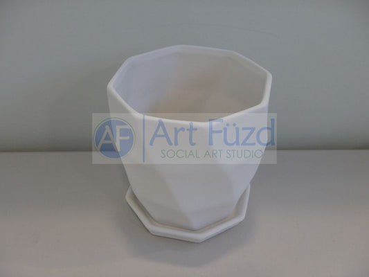 Geometric Waves Flower Pot with Drip Plate ~ 5.5 in. dia. x 5.75 in. high