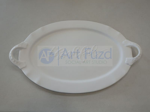 Large Oval "Thankful" Serving Platter with Decorative Handles ~ 18 x 11 x 0.75