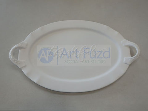 Large Oval "Thankful" Serving Platter with Decorative Handles ~ 18 x 11 x 0.75
