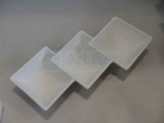 Tri-Sectional Square Dish (8 oz.) ~ 12.25 x 8 x 2