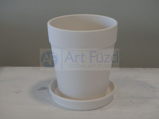 Large Traditional Style Flower Pot with Drip Plate ~ 6 in. dia. x 6.75 in. high