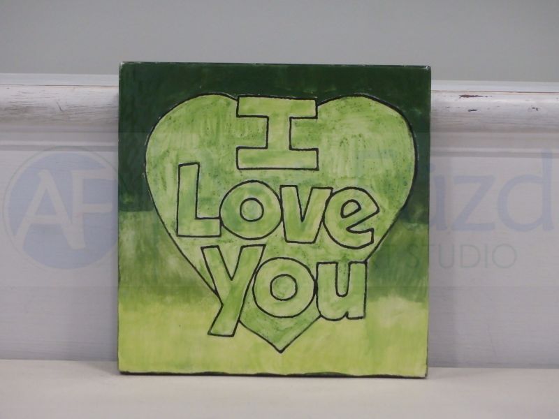 I Love You Heart Party Tile ~ 6 in. square x 0.25 in. thick