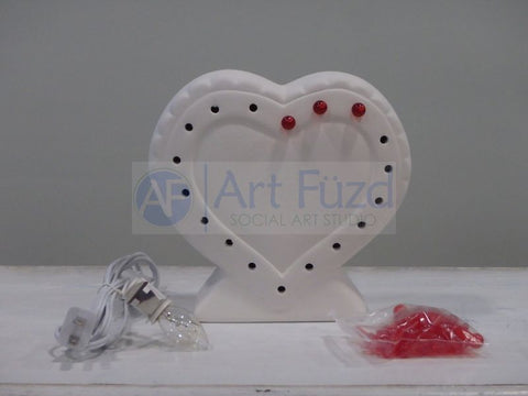 Heart Shaped Lamp with Red Bulbs, includes Light Kit and Bulbs ~ 7.5 x 2.5 x 7.25