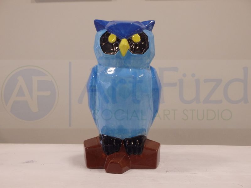 Figura de búho facetado ~ 6,5 x 6 x 11,25