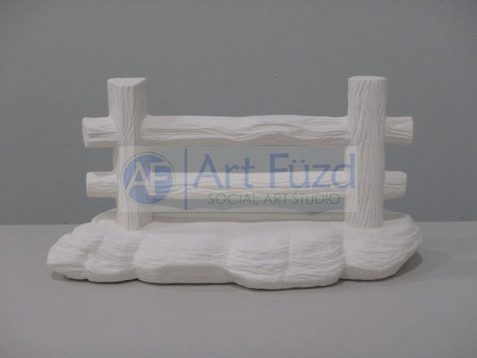Medium Log Fence on Rock Stand ~ 9.75 x 4.5 x 4.75