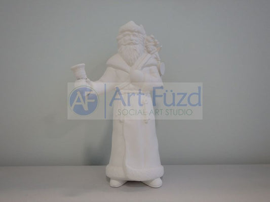 Medium Vintage Santa in Plain Robe holding Vessel and Sack of Toys Figurine ~ 5.5 x 5.5 x 9.75