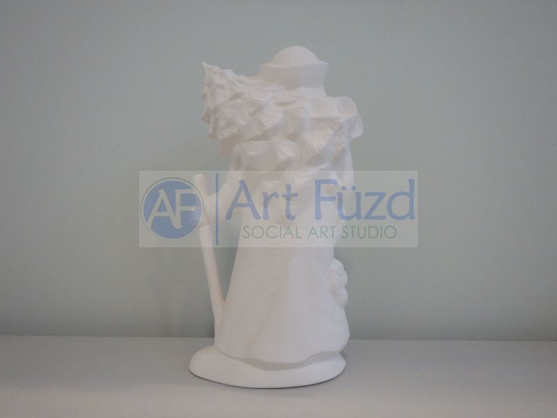 Medium Vintage Santa with Basket and Large Christmas Tree Figurine ~ 5 x 3.75 x 9