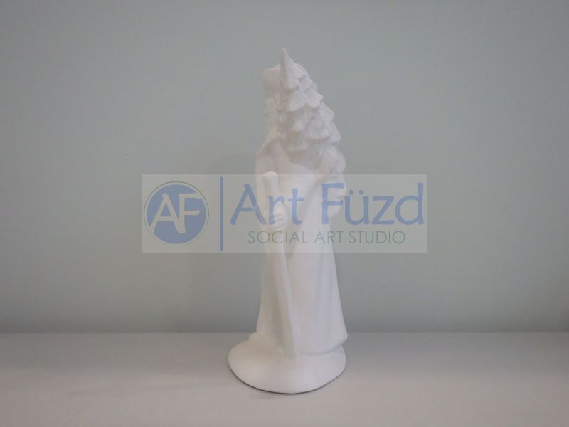 Medium Vintage Santa with Basket and Large Christmas Tree Figurine ~ 5 x 3.75 x 9