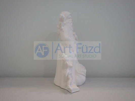 Medium Vintage Santa with Three Elves and Holding Stocking Figurine ~ 6 x 4 x 9.25