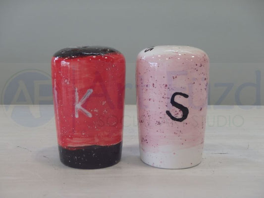 Rounded Salt and Pepper Shaker Set, includes Stoppers ~ each 2 in. dia. x 3.25 in. high