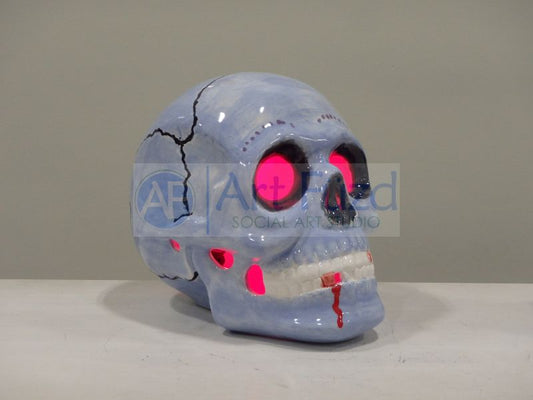 Skull Head Figurine, includes Light Kit ~ 6.5 x 8