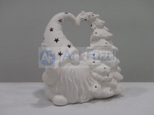 Gnome Hugging Tree Light-Up Figurine, includes Light Kit ~ 8.75 x 5.5 x 8.75