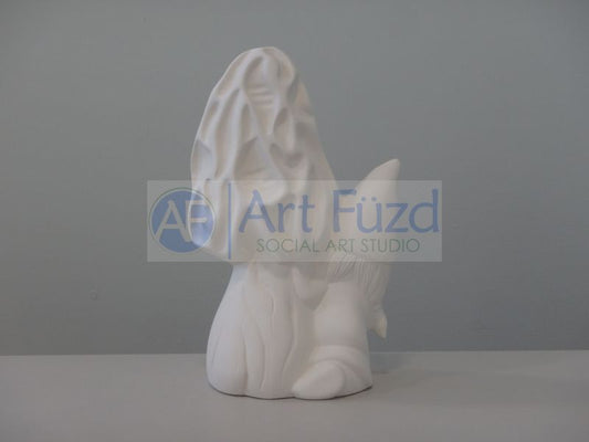 Lil Girl Gertie with Morel Mushroom Garden Gnome Figurine ~ 7.5 x 5 x 11