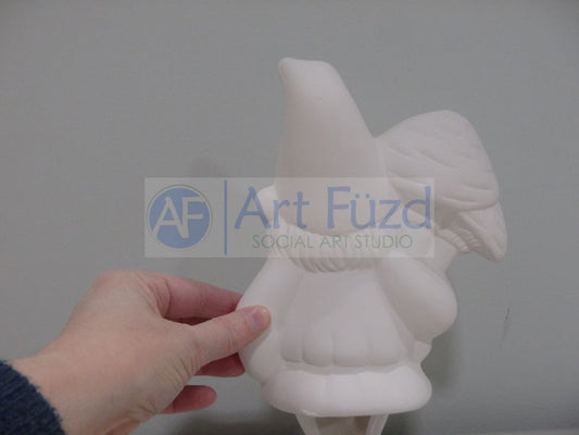 Medium Sitting Pappy Garden Gnome Holding Mushrooms Figurine ~ 3 x 10