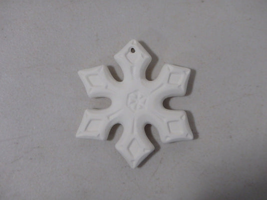 Flat Ornate (Rounded/Angular Tips) Snowflake Holiday Ornament with Hole ~ 2.5 x 2.5