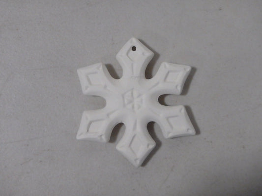Flat Ornate (Rounded/Angular Tips) Snowflake Holiday Ornament with Hole ~ 2.5 x 2.5