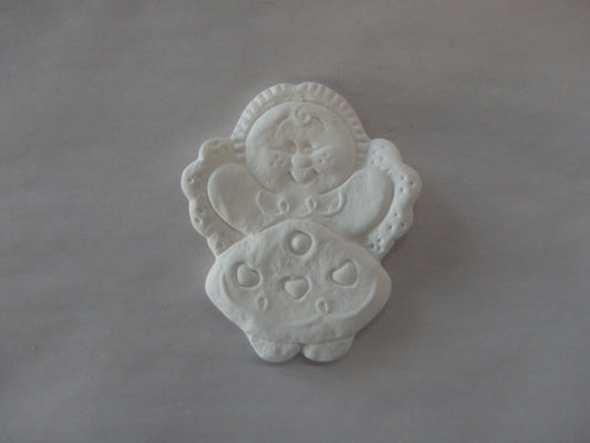 Large Textured Angel Girl Bisquie ~ 3.25 x 2.5 x 0.5