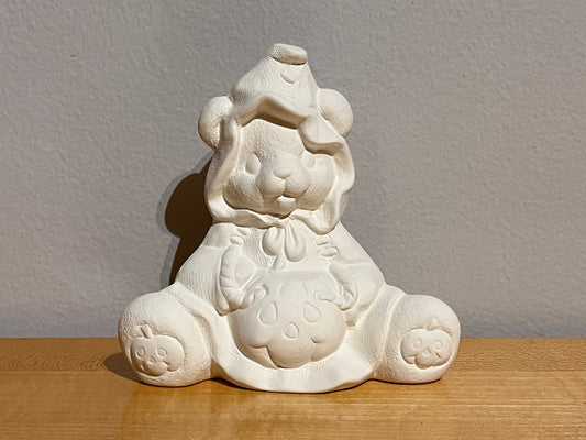 xxx-Medium Teddy Bear with Hood Holding Pumpkin ~ 4.25 x 2.5 x 4.25