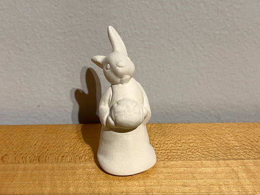 xxx-Small Bunny in Apron Holding Basket of Eggs ~ approx. 3 in. tall