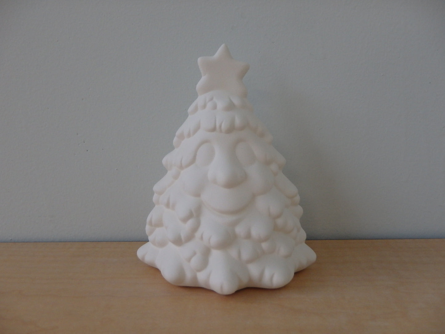 Small Star-Topped Christmas Tree with Big Smiley Face ~ 4 x 4 x 4.75