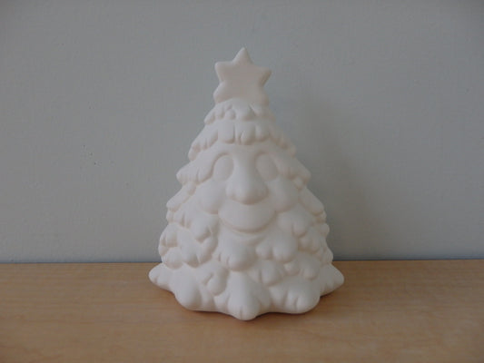 Small Star-Topped Christmas Tree with Big Smiley Face ~ 4 x 4 x 4.75