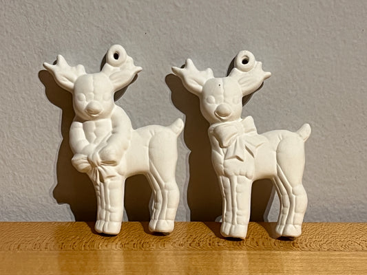 Softee Standing Reindeer Holiday Ornament with Hole (two styles) ~ 2.25 x 0.75 x 3.5