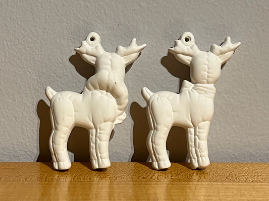 Softee Standing Reindeer Holiday Ornament with Hole (two styles) ~ 2.25 x 0.75 x 3.5