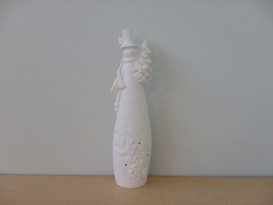 Tall Snowman holding Christmas Tree with Holes "May All Your Christmases Be White" ~ 3.5 x 2.75 x 12.5