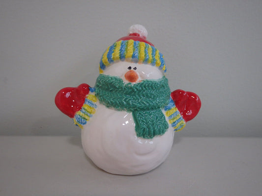 Small "Snuggles" the Snowman Figurine ~ 3.5 x 2.5 x 3.5